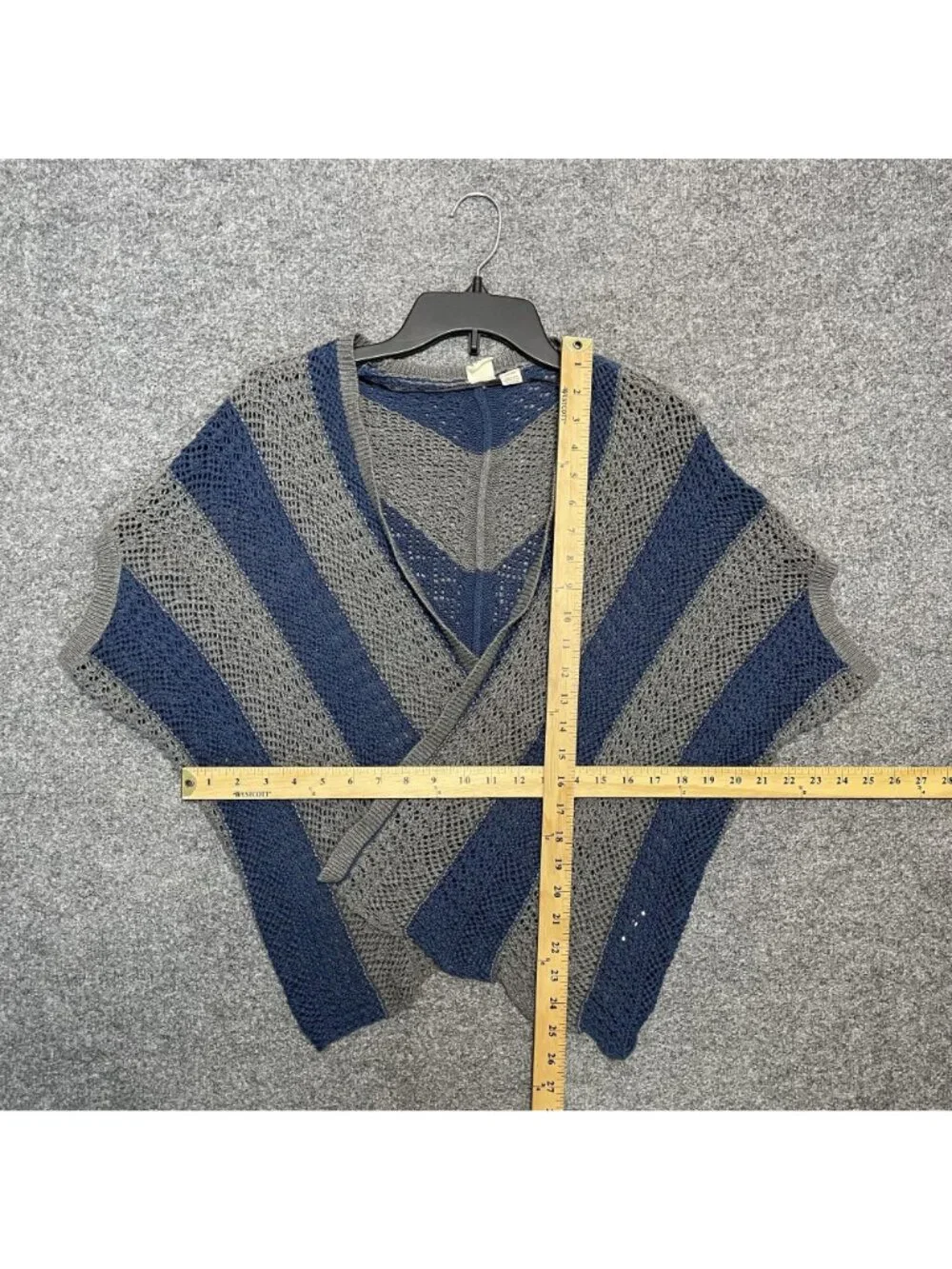 Roxy Womens Blue & Gray Chevron Knit Open Front Cardigan Sweater S Lightweight - Picture 5 of 5